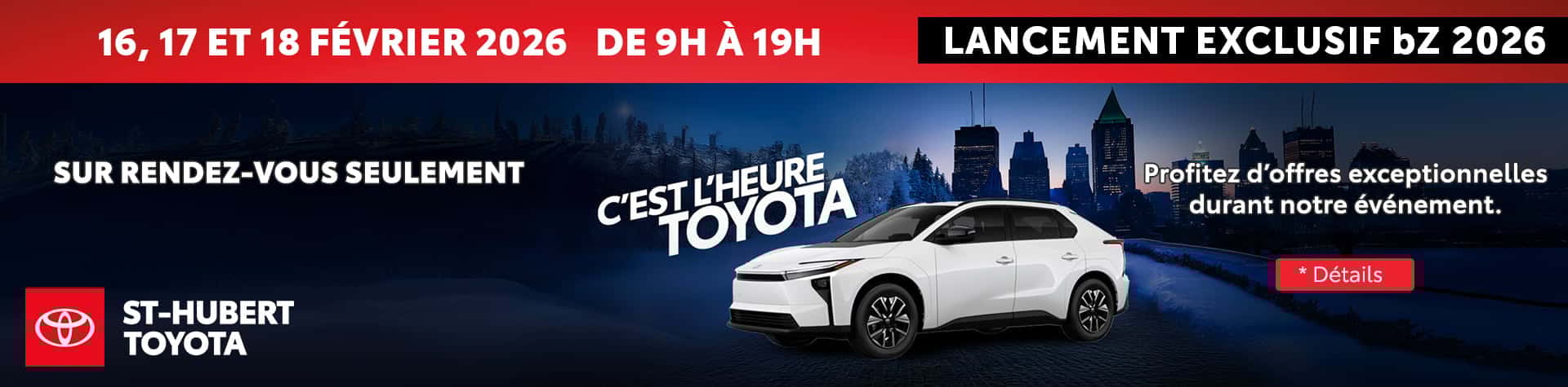 St-Hubert Toyota Lancement Exclusif bZ Février 2026 Diapositive