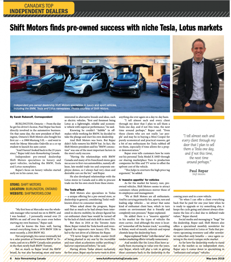 Shift Motors receives Top Independent Dealer Award Shift Electric