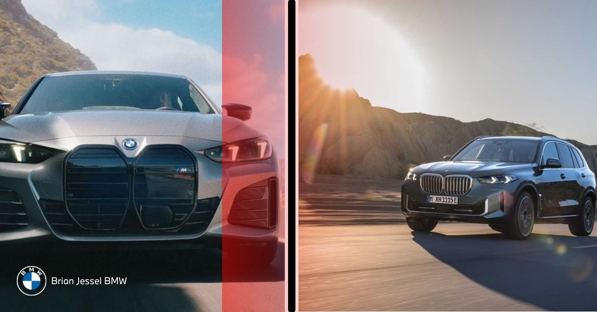 BMW electric and hybrid vehicles driving on open roads, comparing range, charging convenience, and long-distance travel capability