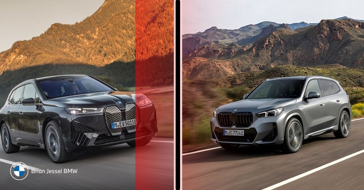 BMW electric and hybrid SUVs driving side by side, highlighting performance differences in power delivery