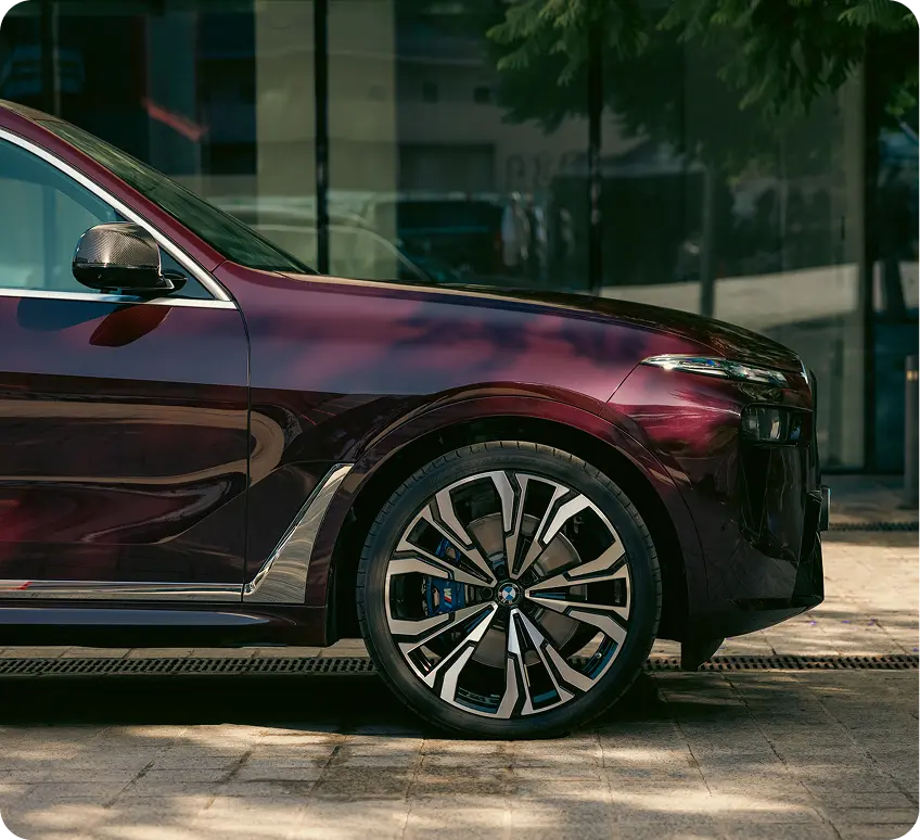 Burgundy BMW wheel detail