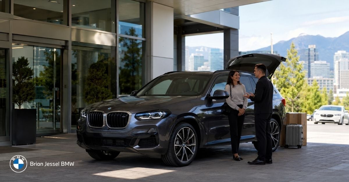 BMW owner discusses Service Inclusive coverage with dealership staff after moving to British Columbia.