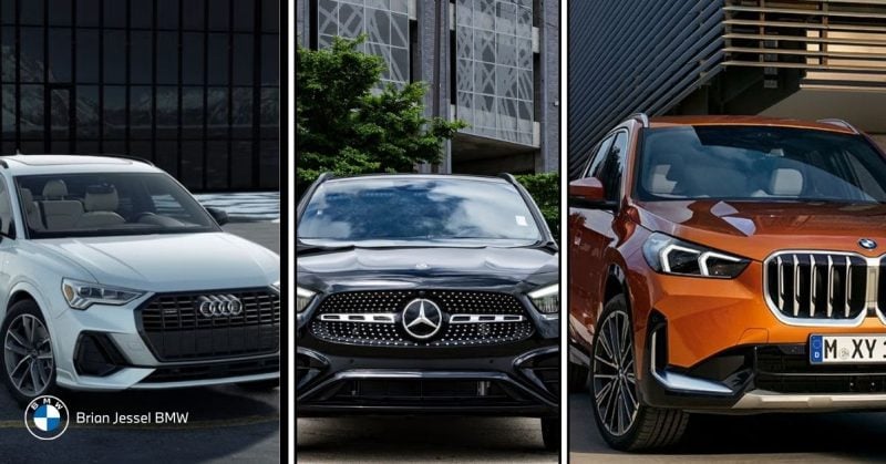 2025 BMW X1, Audi Q3, and Mercedes GLA front views compared to see which design turns more heads