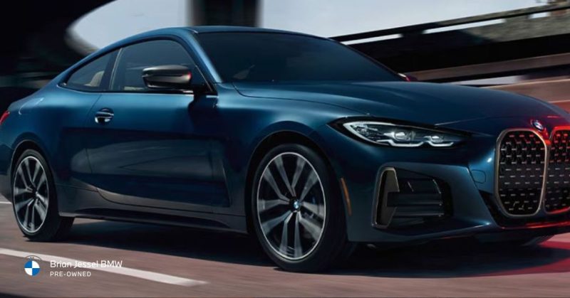 Modern BMW sports car in a city drive setting