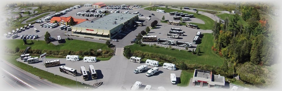 Aerial view of the store and sale parking lot