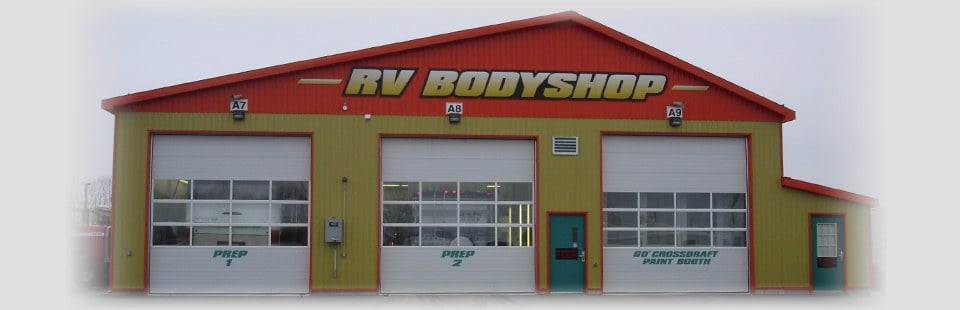  Outside view of the RV bodyshop
