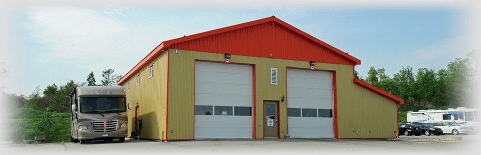  Outside view of the service shop garage