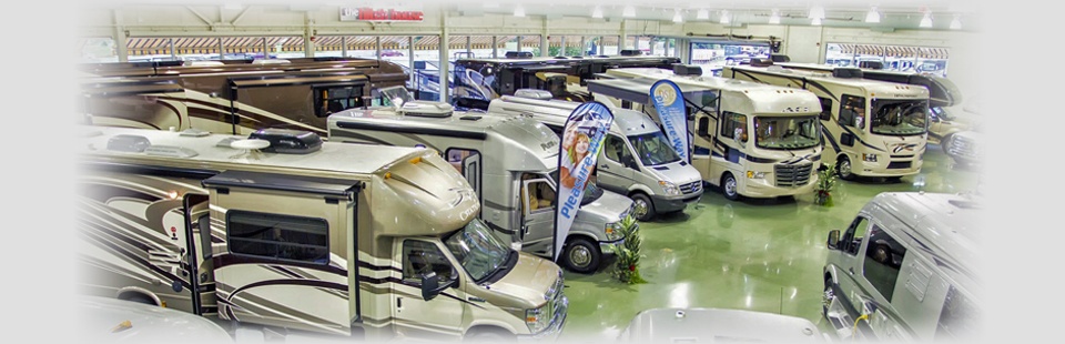 RVs for sale inside the store