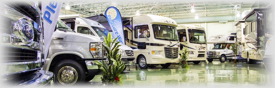 Rows of RVs for sale