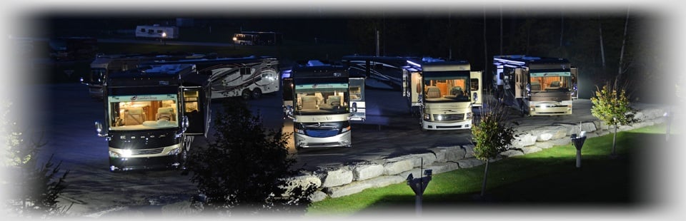 Sale RVs in the night view
