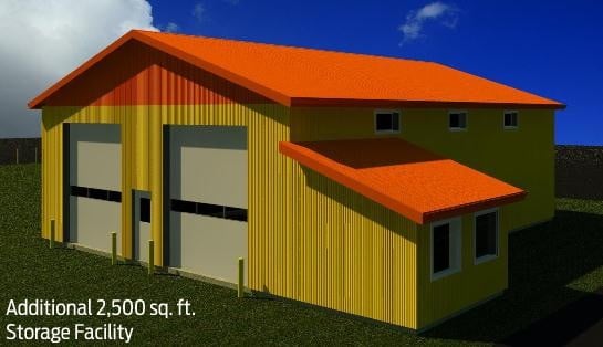 Render of additional 2,500 sq. ft. of storage facility