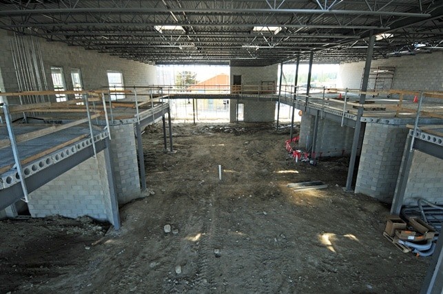 Interior view of concrete walls