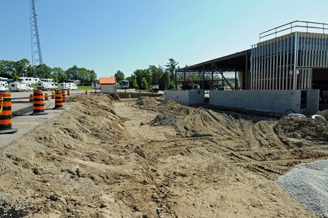 Excavation area near construction