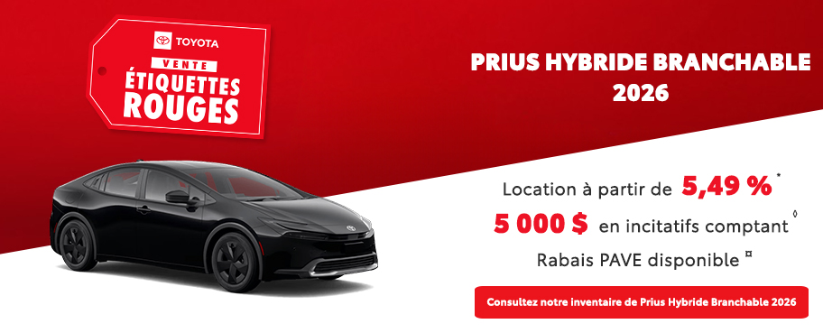 St-Hubert Toyota Vente Étiquettes Rouges Prius Hybride Branchable 2026 Mars